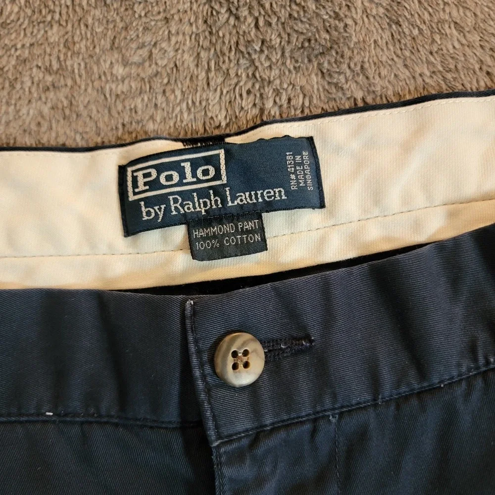 Vintage Polo Ralph Lauren Hammond Pant Men's 38x30 Navy Blue Pleated Cuffed